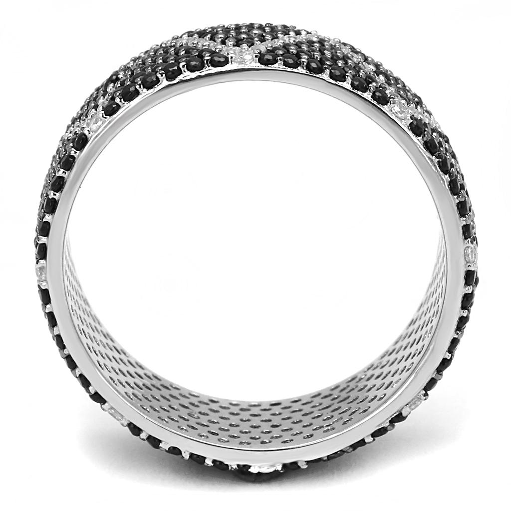 TS600 - Rhodium + Ruthenium 925 Sterling Silver Ring with Synthetic Spinel in Multi Color LuxuryLifeWay Online Store