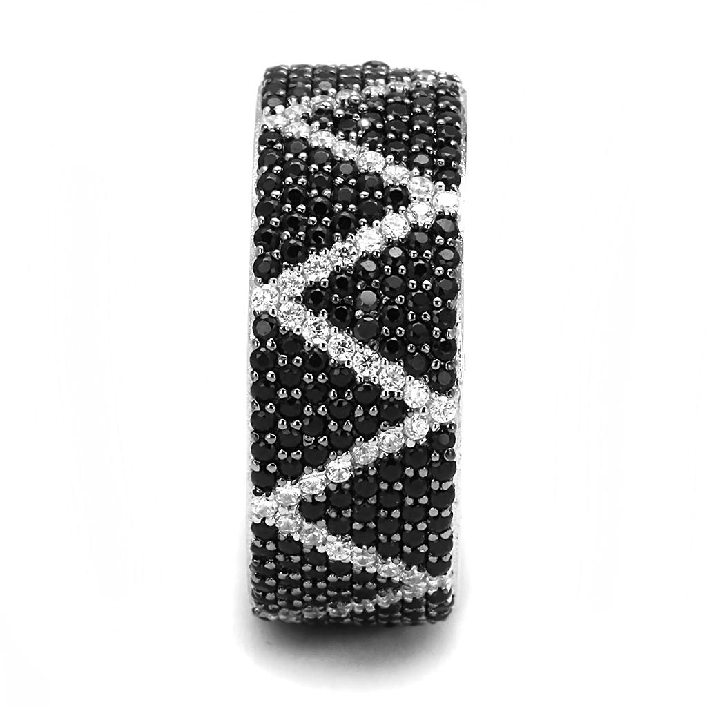 TS600 - Rhodium + Ruthenium 925 Sterling Silver Ring with Synthetic Spinel in Multi Color LuxuryLifeWay Online Store
