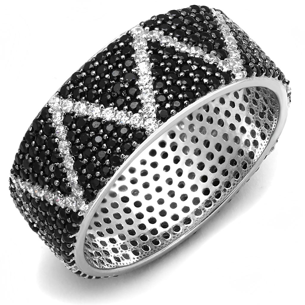 TS600 - Rhodium + Ruthenium 925 Sterling Silver Ring with Synthetic Spinel in Multi Color LuxuryLifeWay Online Store