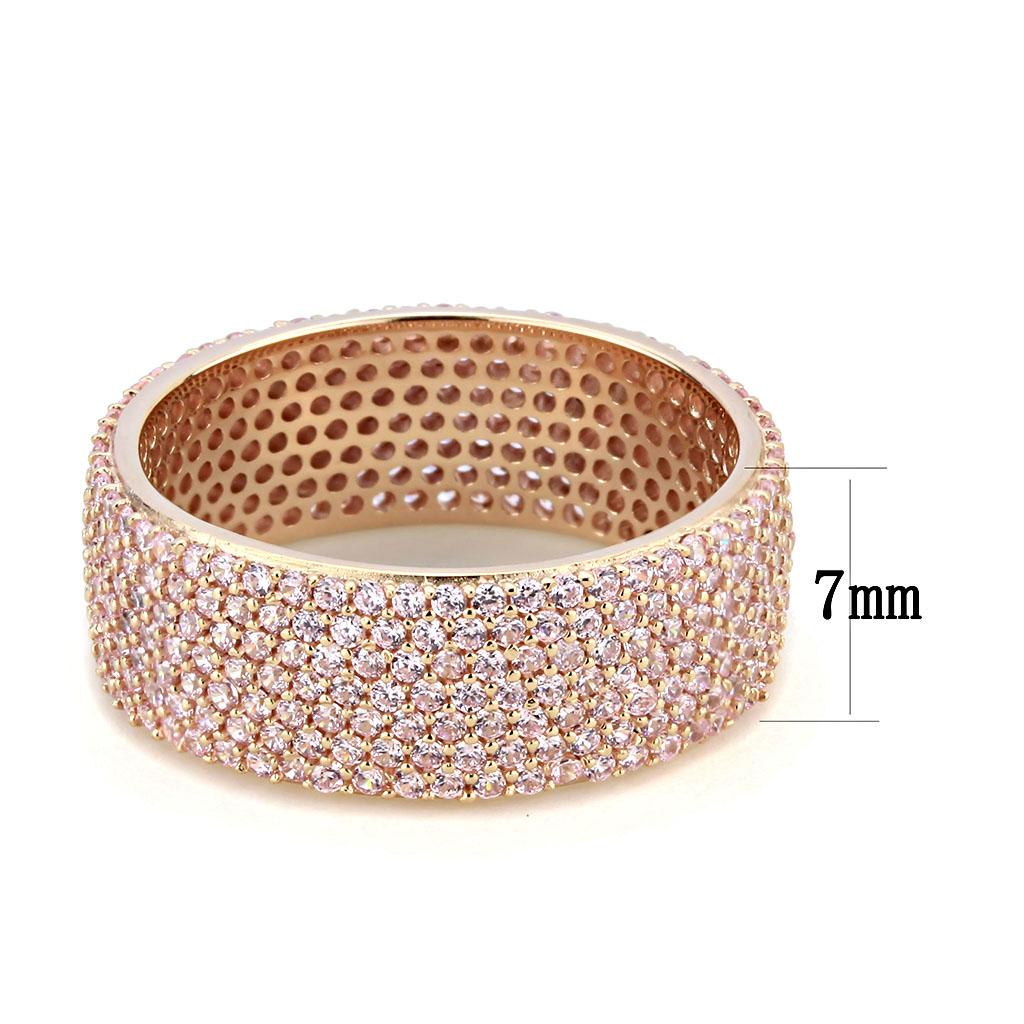 TS612 - Rose Gold 925 Sterling Silver Ring with AAA Grade CZ  in Light Rose LuxuryLifeWay Online Store