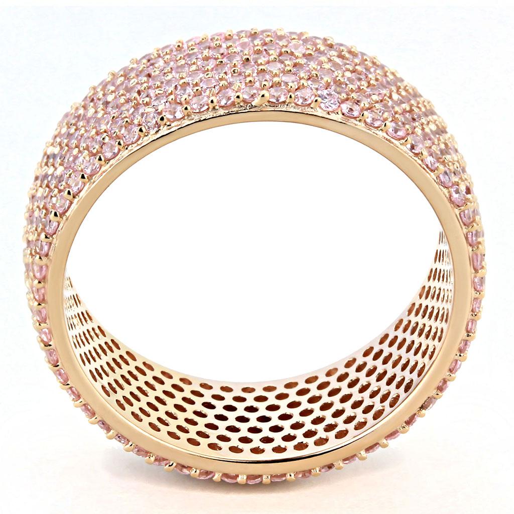 TS612 - Rose Gold 925 Sterling Silver Ring with AAA Grade CZ  in Light Rose LuxuryLifeWay Online Store
