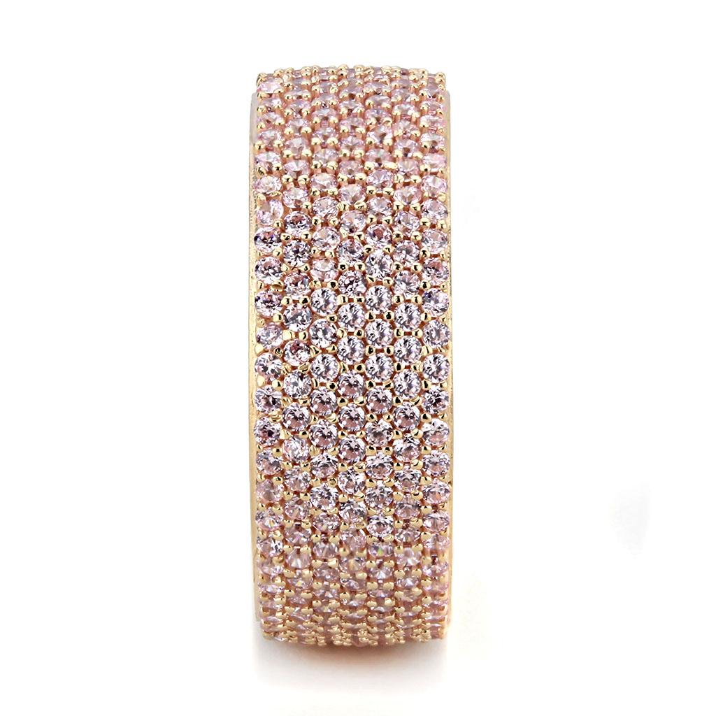 TS612 - Rose Gold 925 Sterling Silver Ring with AAA Grade CZ  in Light Rose LuxuryLifeWay Online Store