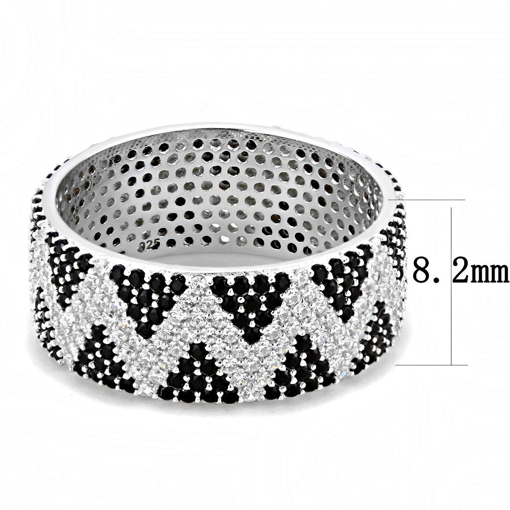 TS613 - Rhodium 925 Sterling Silver Ring with AAA Grade CZ  in Jet LuxuryLifeWay Online Store