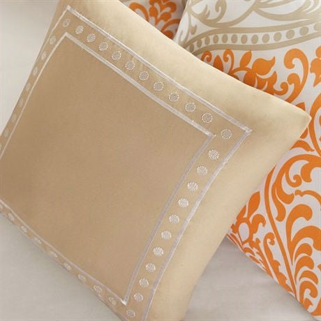 Twin size 4-Piece Orange White Damask Print Comforter Set LuxuryLifeWay Online Store