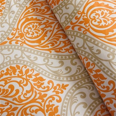Twin size 4-Piece Orange White Damask Print Comforter Set LuxuryLifeWay Online Store