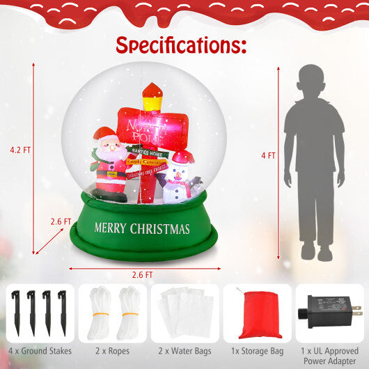 4 Feet Christmas Inflatable Snow Globe with Santa Snowman Road Sign LuxuryLifeWay Online Store