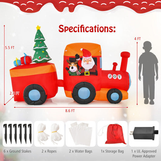 8.6 Feet Lighted Christmas Inflatable Train with Santa Claus Deer LuxuryLifeWay Online Store
