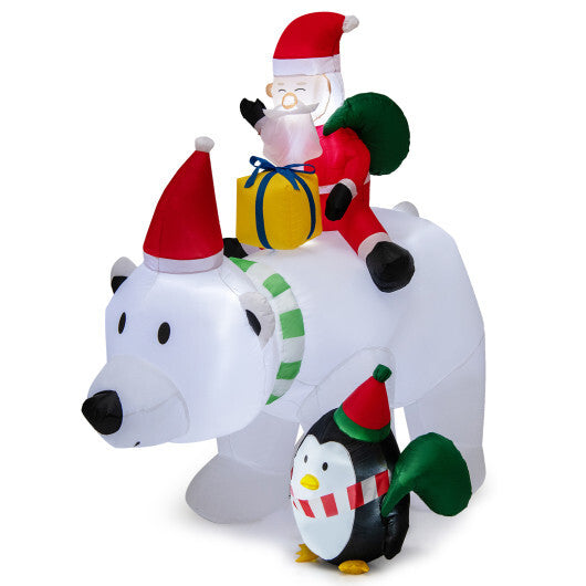 7 Feet Inflatable Santa Claus Riding Bear with Penguin Gift Bags and Gift Box LuxuryLifeWay Online Store