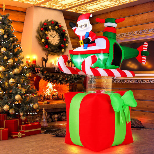6 Feet Christmas Inflatables Blowup Santa Flying Airplane with with 3 LED Lights and Built-In Blower LuxuryLifeWay Online Store