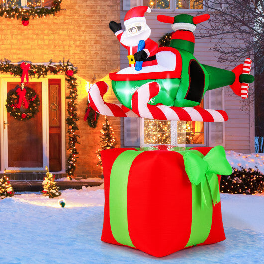 6 Feet Christmas Inflatables Blowup Santa Flying Airplane with with 3 LED Lights and Built-In Blower LuxuryLifeWay Online Store