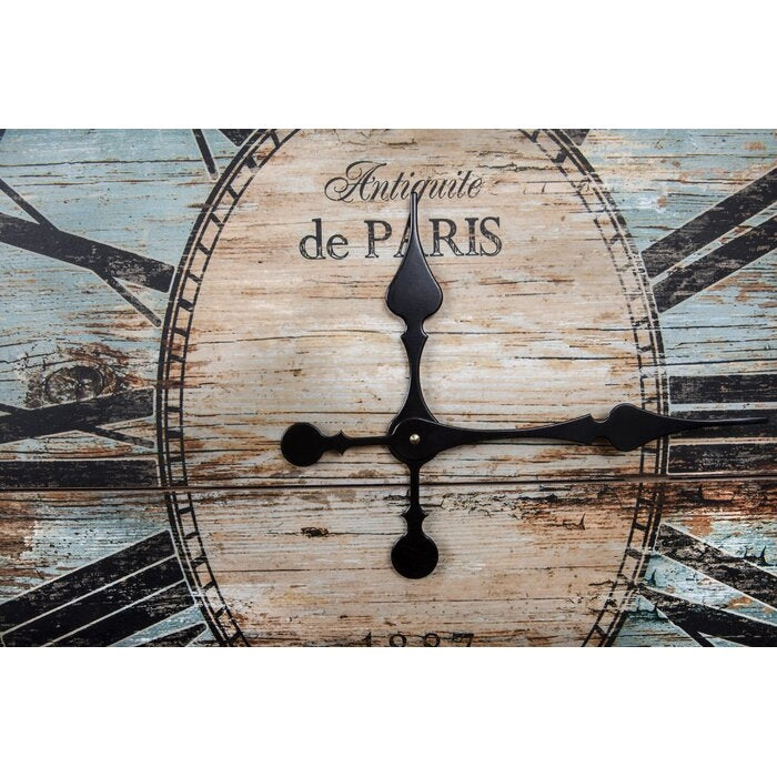 Turquoise Oversized Distressed Paris Wood Wall Clock LuxuryLifeWay Online Store