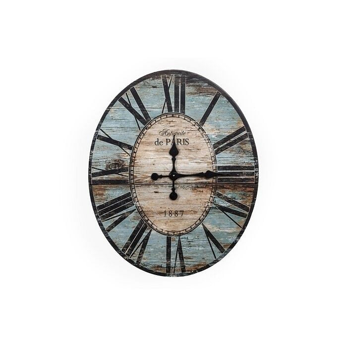 Turquoise Oversized Distressed Paris Wood Wall Clock LuxuryLifeWay Online Store