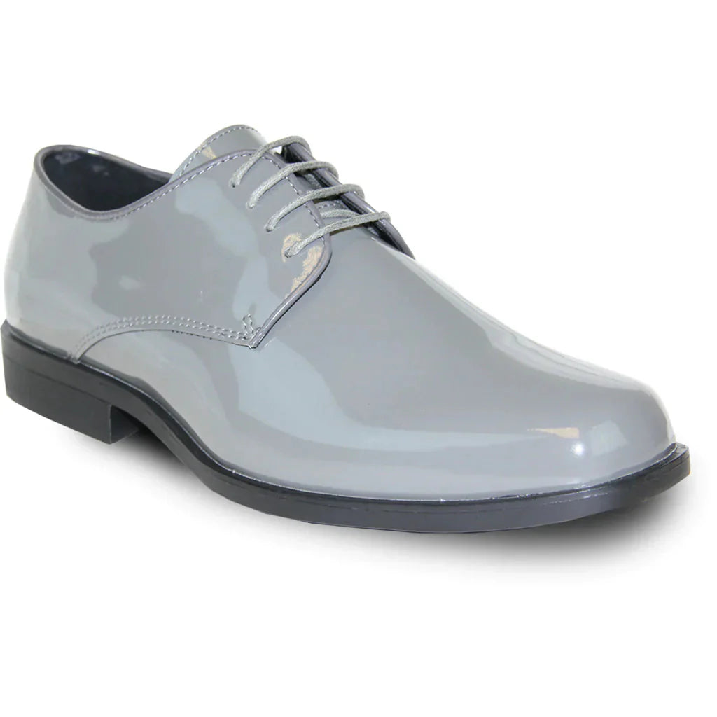VANGELO Men Dress Shoe TUX-1 Oxford Formal Tuxedo for Prom & Wedding Grey Patent LuxuryLifeWay Online Store