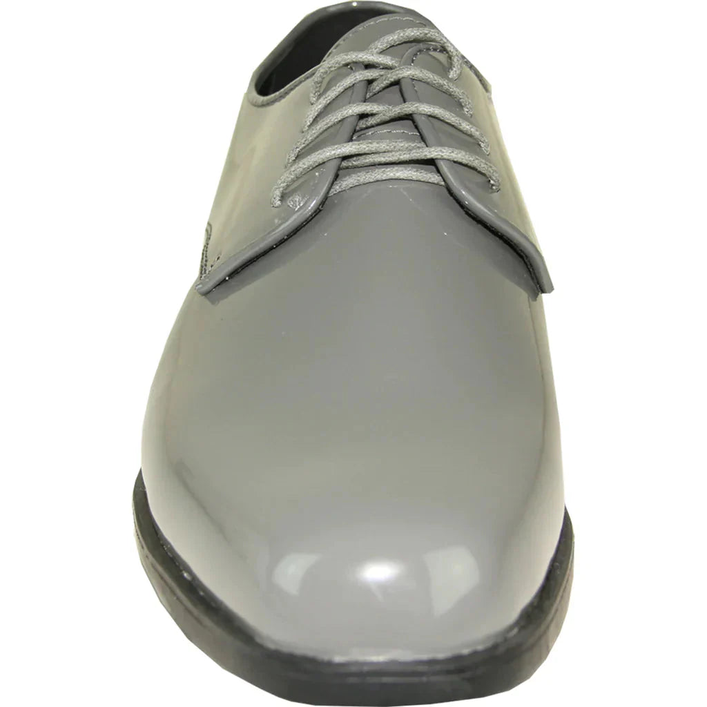 VANGELO Men Dress Shoe TUX-1 Oxford Formal Tuxedo for Prom & Wedding Grey Patent LuxuryLifeWay Online Store
