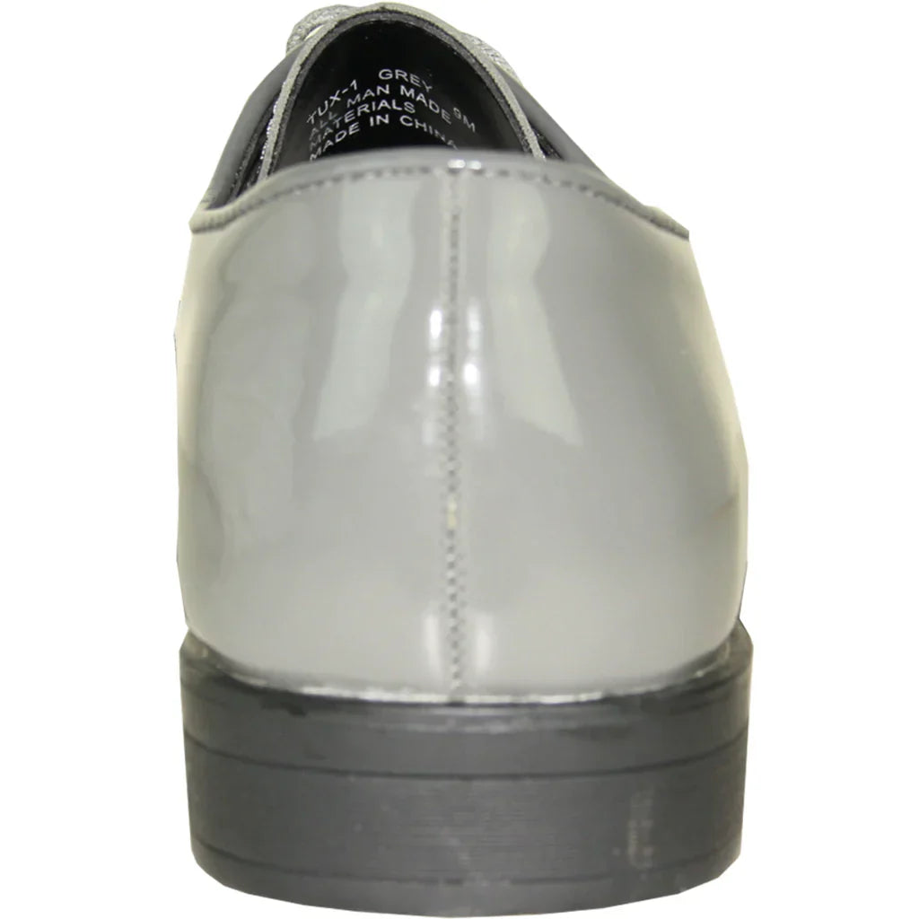 VANGELO Men Dress Shoe TUX-1 Oxford Formal Tuxedo for Prom & Wedding Grey Patent LuxuryLifeWay Online Store