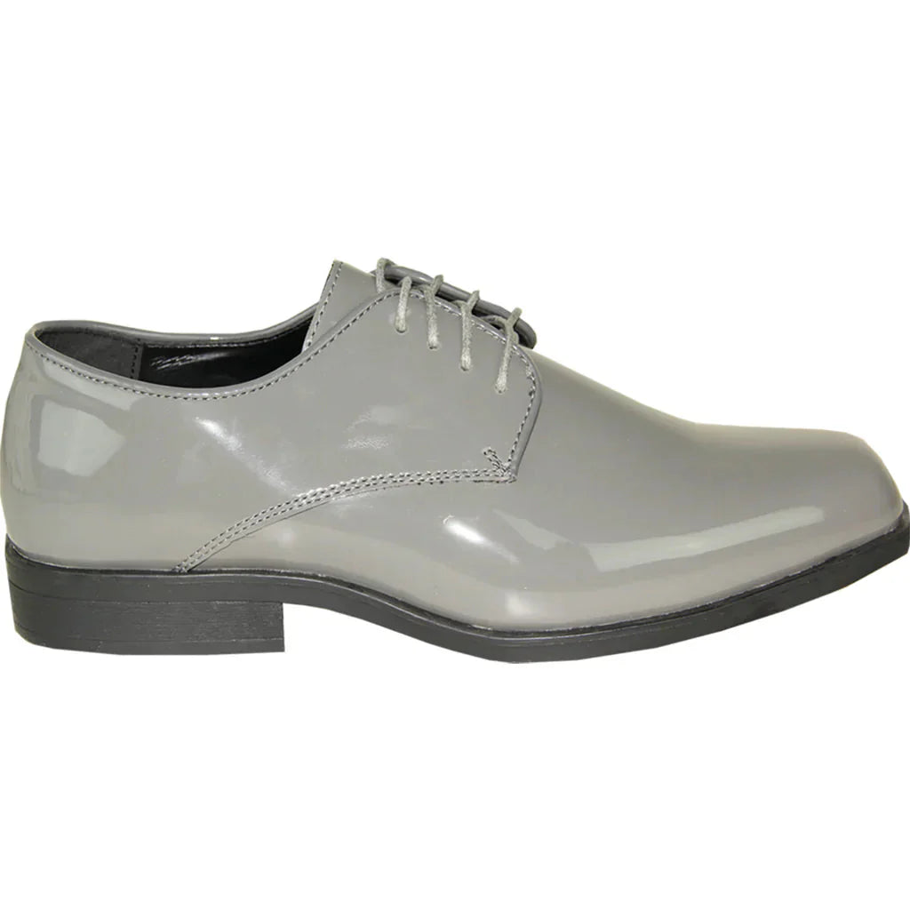 VANGELO Men Dress Shoe TUX-1 Oxford Formal Tuxedo for Prom & Wedding Grey Patent LuxuryLifeWay Online Store