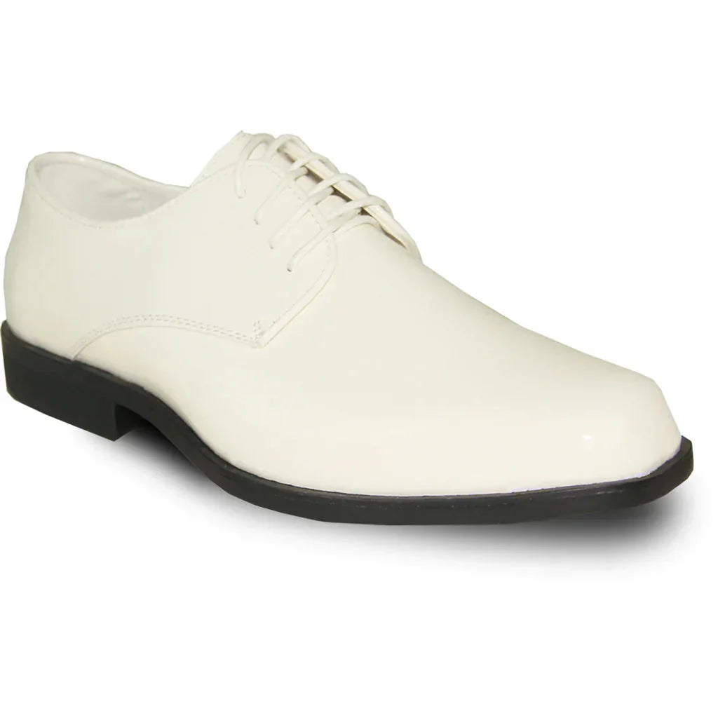VANGELO Men Dress Shoe TUX-1 Oxford Formal Tuxedo for Prom & Wedding Ivory Patent LuxuryLifeWay Online Store
