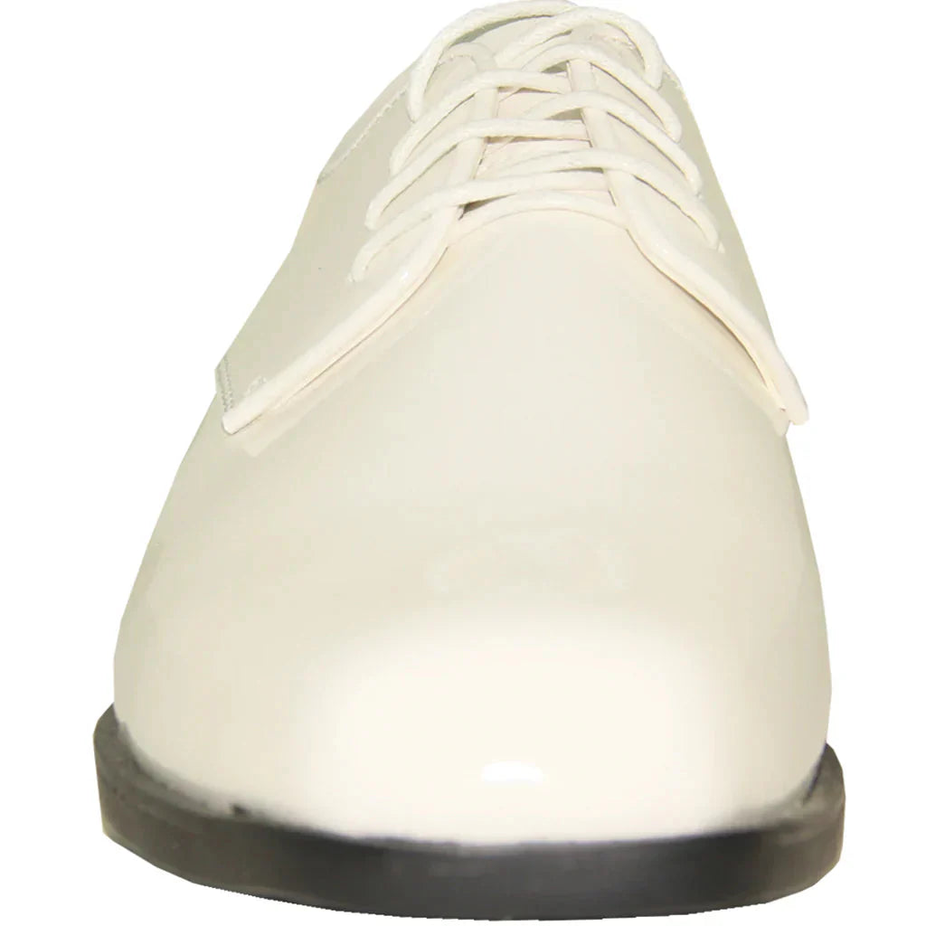 VANGELO Men Dress Shoe TUX-1 Oxford Formal Tuxedo for Prom & Wedding Ivory Patent LuxuryLifeWay Online Store