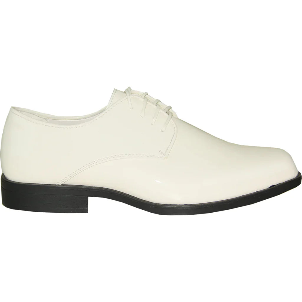 VANGELO Men Dress Shoe TUX-1 Oxford Formal Tuxedo for Prom & Wedding Ivory Patent LuxuryLifeWay Online Store