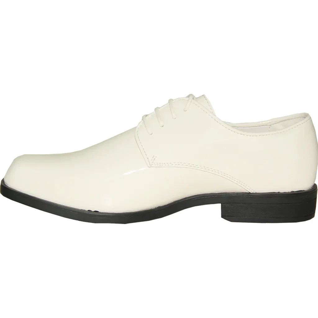 VANGELO Men Dress Shoe TUX-1 Oxford Formal Tuxedo for Prom & Wedding Ivory Patent LuxuryLifeWay Online Store