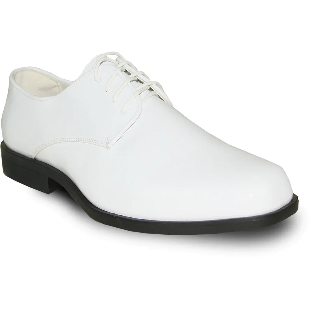 VANGELO Men Dress Shoe TUX-1 Oxford Formal Tuxedo for Prom & Wedding White Patent LuxuryLifeWay Online Store