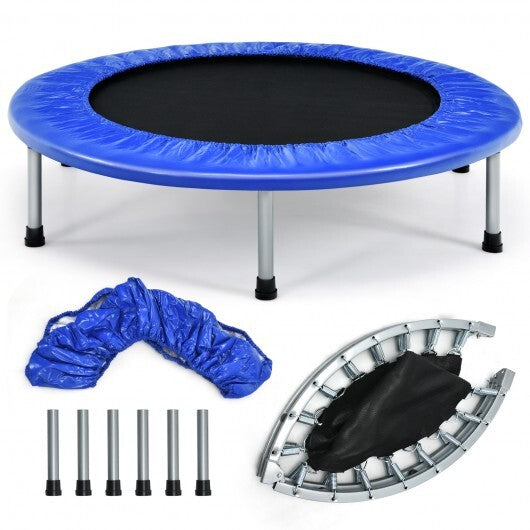 38 Inch Mini Folding Trampoline Portable Leisure Fitness Backboard-Blue LuxuryLifeWay Online Store