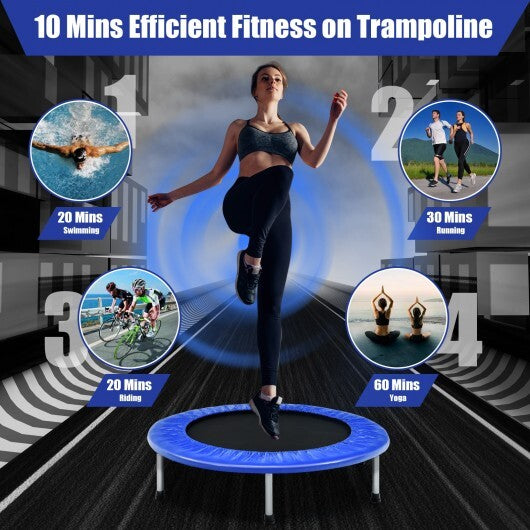 38 Inch Mini Folding Trampoline Portable Leisure Fitness Backboard-Blue LuxuryLifeWay Online Store