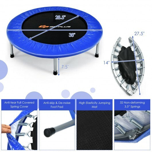 38 Inch Mini Folding Trampoline Portable Leisure Fitness Backboard-Blue LuxuryLifeWay Online Store
