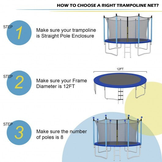 Replacement Weather-Resistant Trampoline Safety Enclosure Net-8 ft LuxuryLifeWay Online Store