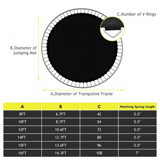 High-Elastic PP Replacement Jumping Mat-15 ft - Color: Black - Size: 15 ft LuxuryLifeWay Online Store