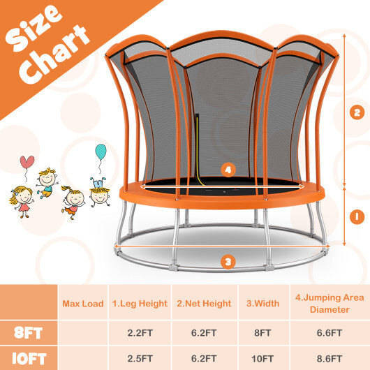 10 Feet Unique Flower Shape Trampoline with Galvanized Steel Frame-Orange LuxuryLifeWay Online Store
