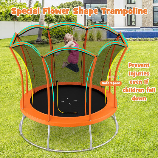 10 Feet Unique Flower Shape Trampoline with Galvanized Steel Frame-Orange LuxuryLifeWay Online Store