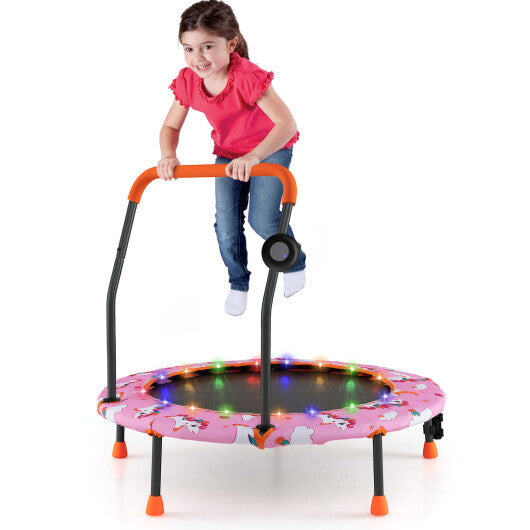 36 Inch Mini Trampoline with Colorful LED Lights and Bluetooth Speaker-Pink - Color: Pink LuxuryLifeWay Online Store