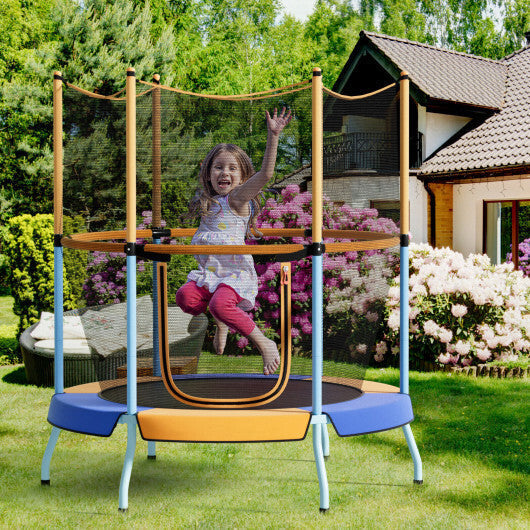 48 Inch Toddler Trampoline with Safety Enclosure Net-Orange LuxuryLifeWay Online Store