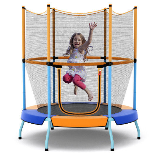 48 Inch Toddler Trampoline with Safety Enclosure Net-Orange LuxuryLifeWay Online Store