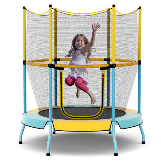48 Inch Toddler Trampoline with Safety Enclosure Net-Orange LuxuryLifeWay Online Store