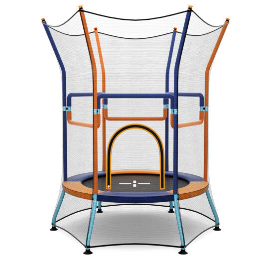 Mini Trampoline for Kids with Safety Enclosure Net and Foam Handles-Orange LuxuryLifeWay Online Store