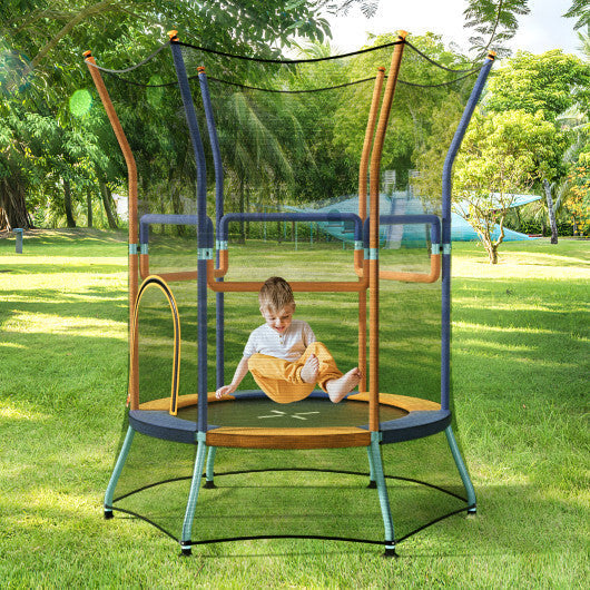 Mini Trampoline for Kids with Safety Enclosure Net and Foam Handles-Orange LuxuryLifeWay Online Store