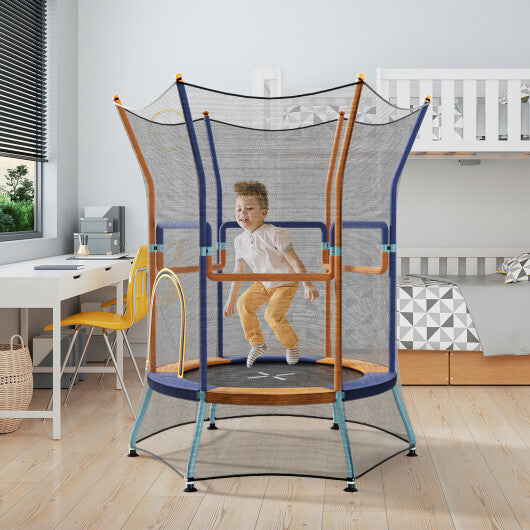 Mini Trampoline for Kids with Safety Enclosure Net and Foam Handles-Orange LuxuryLifeWay Online Store