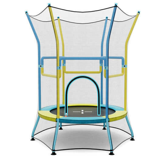 Mini Trampoline for Kids with Safety Enclosure Net and Foam Handles-Orange LuxuryLifeWay Online Store