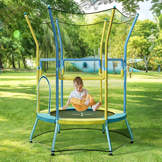 Mini Trampoline for Kids with Safety Enclosure Net and Foam Handles-Orange LuxuryLifeWay Online Store