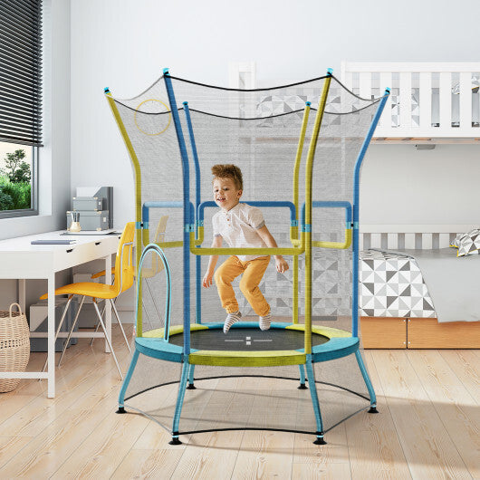 Mini Trampoline for Kids with Safety Enclosure Net and Foam Handles-Orange LuxuryLifeWay Online Store