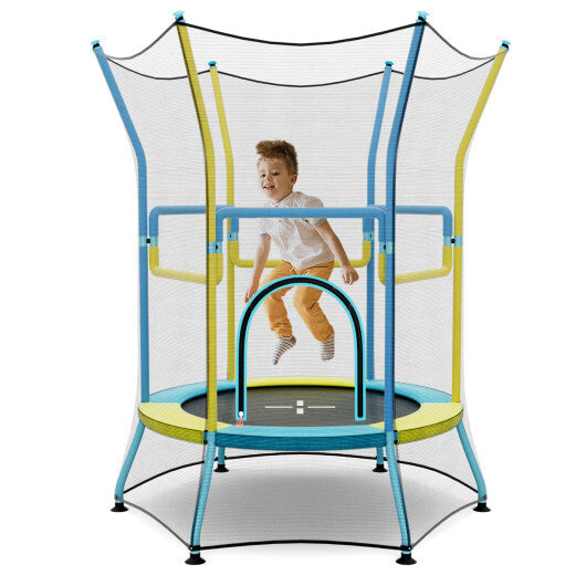 Mini Trampoline for Kids with Safety Enclosure Net and Foam Handles-Orange LuxuryLifeWay Online Store