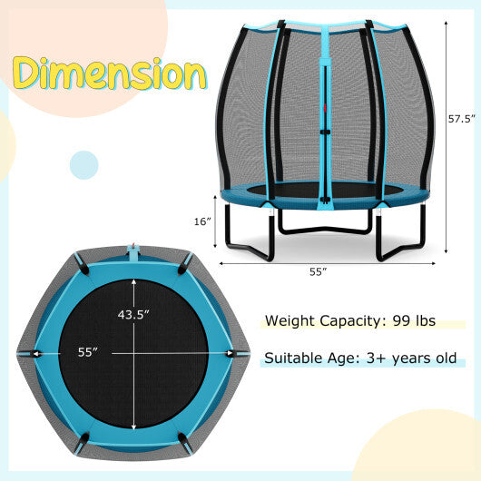 55 Inch Trampoline for Kids Toddler Mini Trampoline with Safety Enclosure Net-Blue - Color: Blue LuxuryLifeWay Online Store