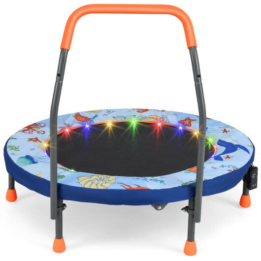 Mini Trampoline Folding Small Rebounder for Kids with Lights-Blue LuxuryLifeWay Online Store
