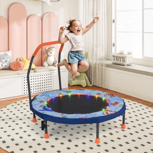 Mini Trampoline Folding Small Rebounder for Kids with Lights-Blue LuxuryLifeWay Online Store