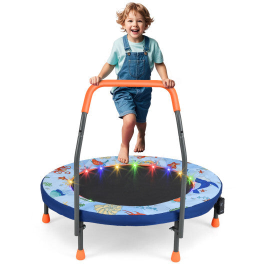 Mini Trampoline Folding Small Rebounder for Kids with Lights-Blue LuxuryLifeWay Online Store