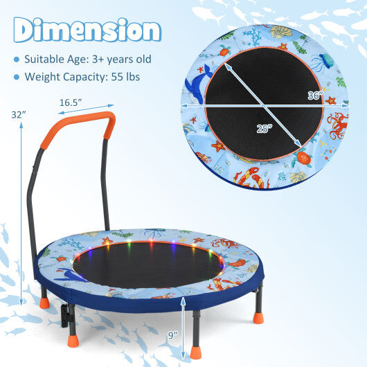 Mini Trampoline Folding Small Rebounder for Kids with Lights-Blue LuxuryLifeWay Online Store