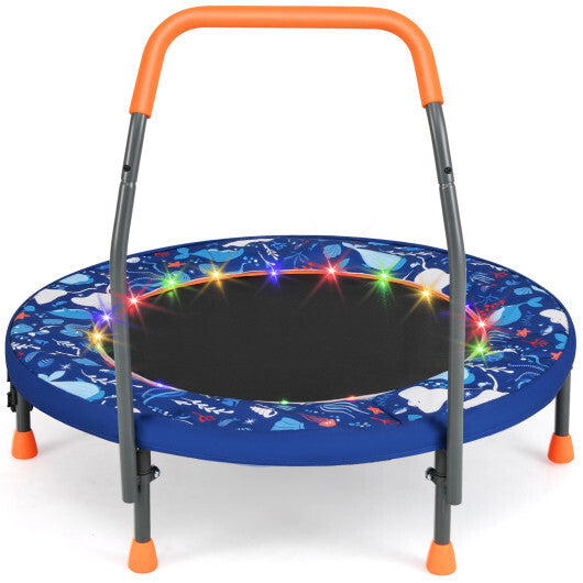 Mini Trampoline Folding Small Rebounder for Kids with Lights-Blue LuxuryLifeWay Online Store