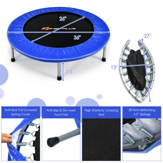 36 Inch Mini Folding Trampoline Portable Recreational Fitness Rebounder-Silver LuxuryLifeWay Online Store